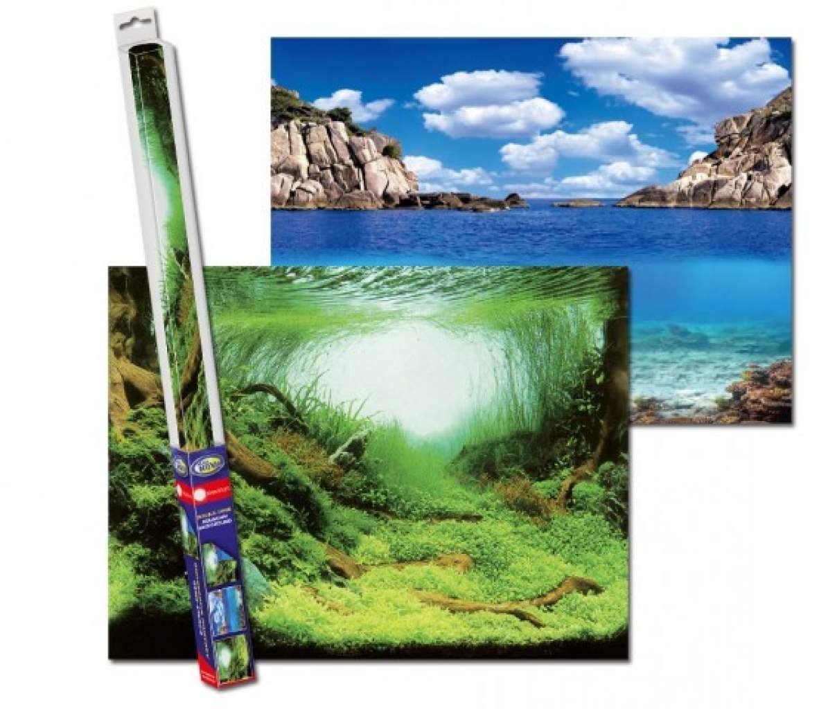 AquaNova Aquarium Posterrückwand Pflanzen und Ozean